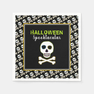 Schädel und Knochen, Neon-Halloween-Party Serviette