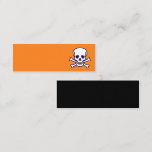 Schädel und Knochen orange-schwarze Mini-Visitenka Mini Visitenkarte