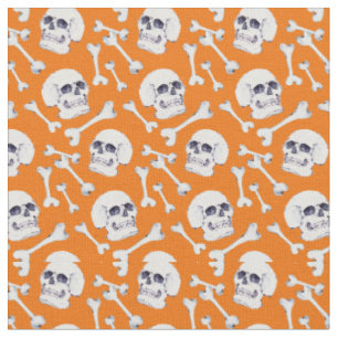 Schädel und Knochen Pumpkin Orange Stoff