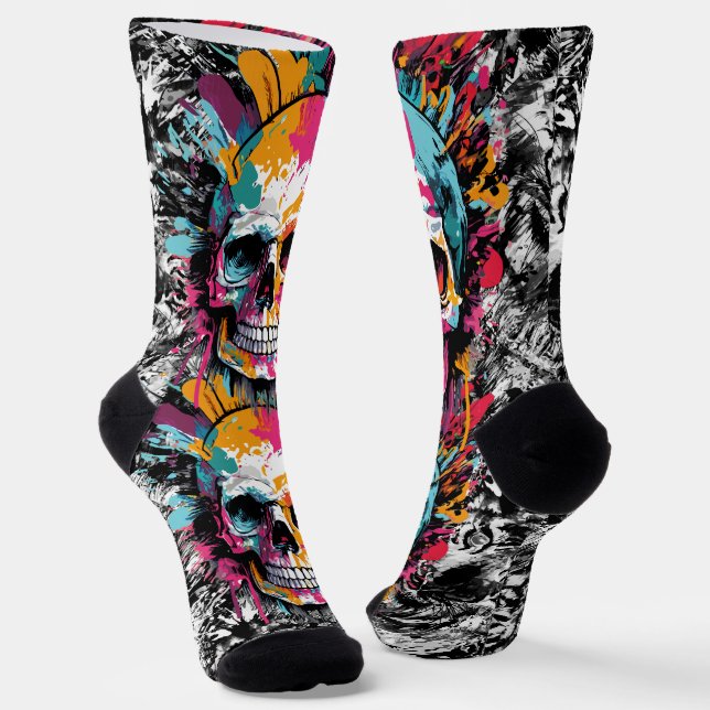 Schädel- und Knochensocken - Schädelsocken Socken (Gewinkelt)