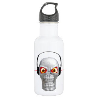 Schädel und Kopfhörer mit Blitz von den Ohren Trinkflasche
