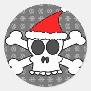 Schädel- und Krebsohlen-Weihnachtsmannmütze Runder Aufkleber