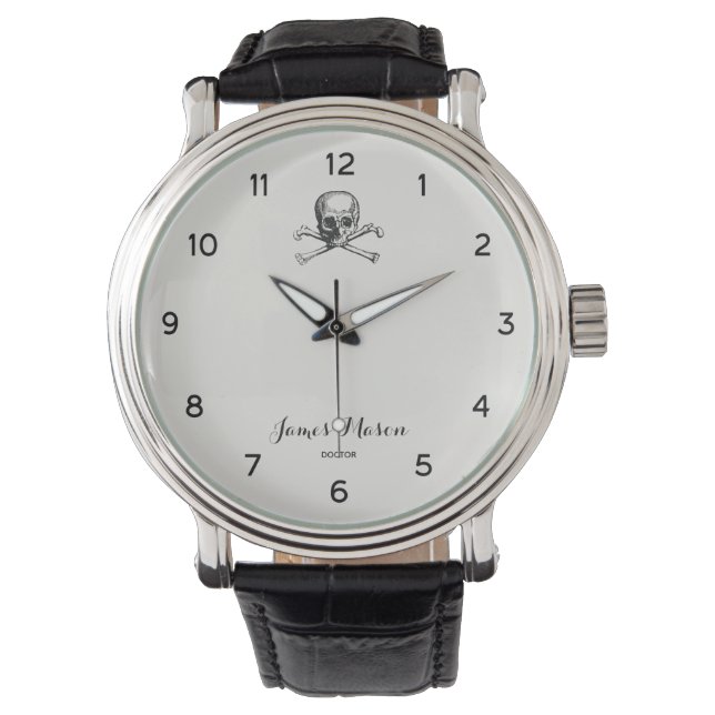 Schädel und Kreuzknochen Armbanduhr (Vorderseite)