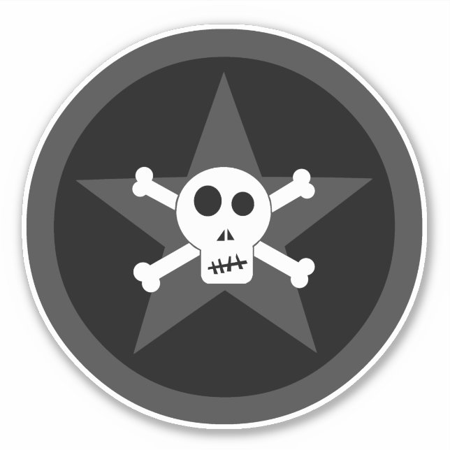 Schädel und Kreuzknochen Aufkleber (Vorderseite)