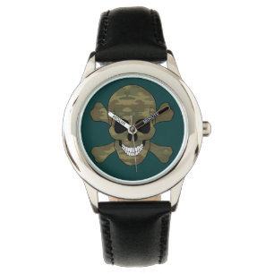 Schädel und Kreuzknochen beobachten Armbanduhr