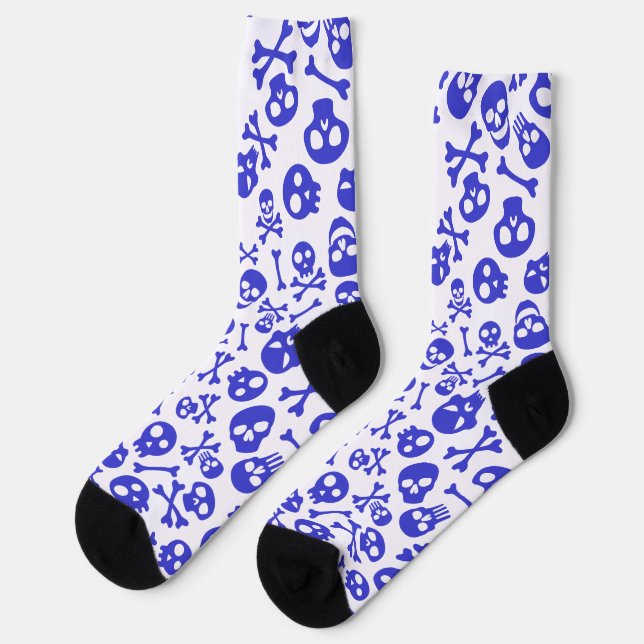 Schädel und Kreuzknochen Halloween Nahtloses Muste Socken (Linkes Detail)