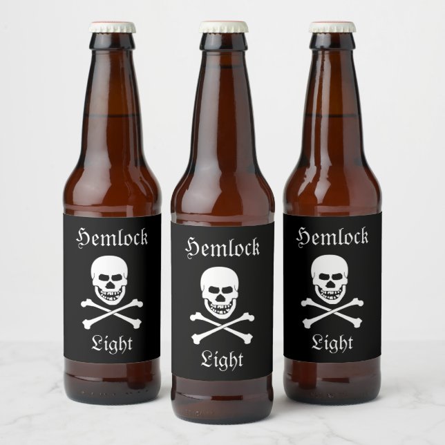 Schädel und Kreuzknochen Hemlock Light Halloween-P Bierflaschenetikett (Flaschen)