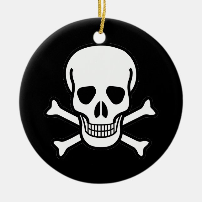 Schädel und Kreuzknochen Keramik Ornament (Vorne)