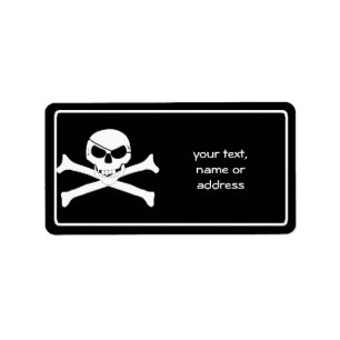 Schädel und Kreuzknochen - Piratenflagge Adressaufkleber