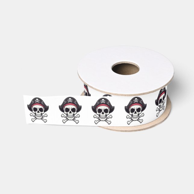 Schädel und Kreuzknochen Ripsband (Spule)