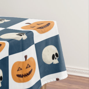 Schädel und Kürbis Tischdecke