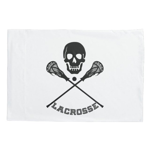 Schädel und Lacrosse Sticks Kissenbezug (Rückseite)