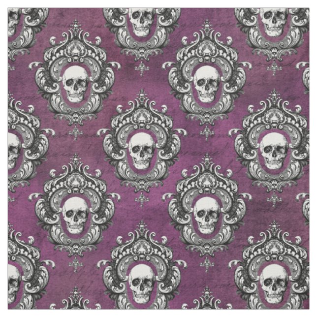 Schädel und Lila Gotik Stoff (Muster)