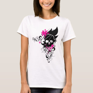 Schädel-und-Locken T-Shirt