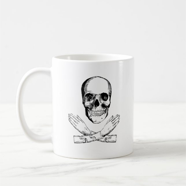 Schädel und mechanische Hände Kaffeetasse (Links)