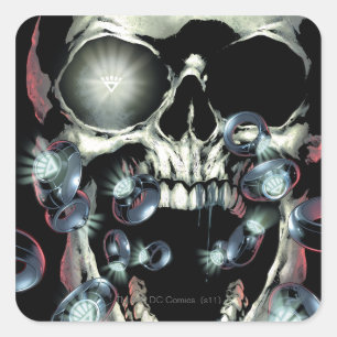 Schädel und Ringe - Farbe Quadratischer Aufkleber