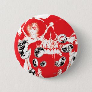 Schädel und Ringe - Rot Button