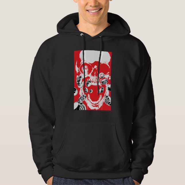 Schädel und Ringe - rot Hoodie (Vorderseite)