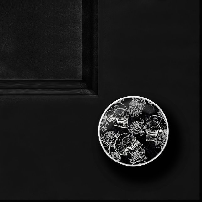 Schädel und Rose | Gothic Glam Funky Grunge Keramikknauf (Von Creator hochgeladen)