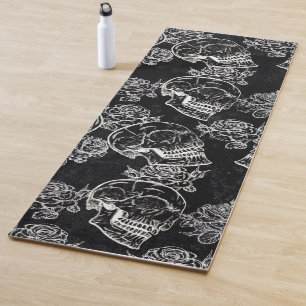 Schädel und Rose   Gothic Glam Funky Grunge Yogamatte