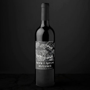 Schädel und Rose   Gothic Glam Vielen Dank Weinetikett