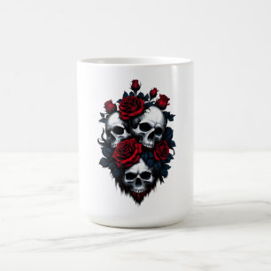 Schädel und Rose: Gotisches Blumendesign Kaffeetasse