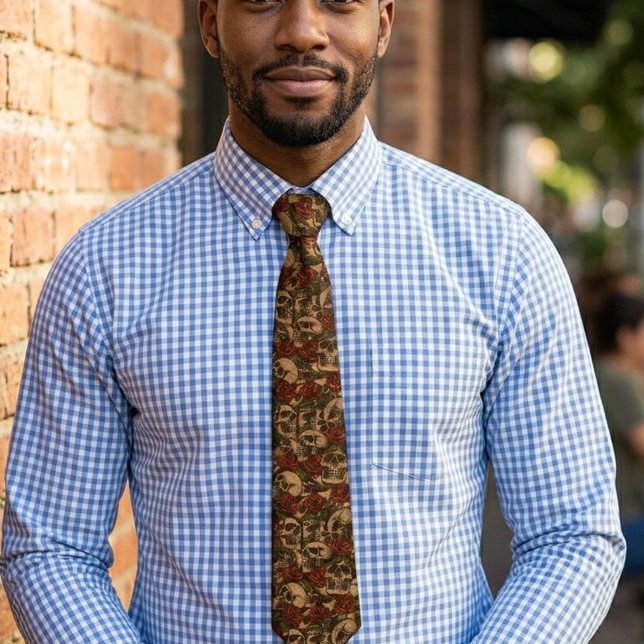 Schädel und Rose Graffiti-Muster Krawatte (Von Creator hochgeladen)