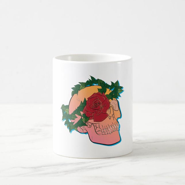 Schädel und Rose Kaffeetasse (Mittel)