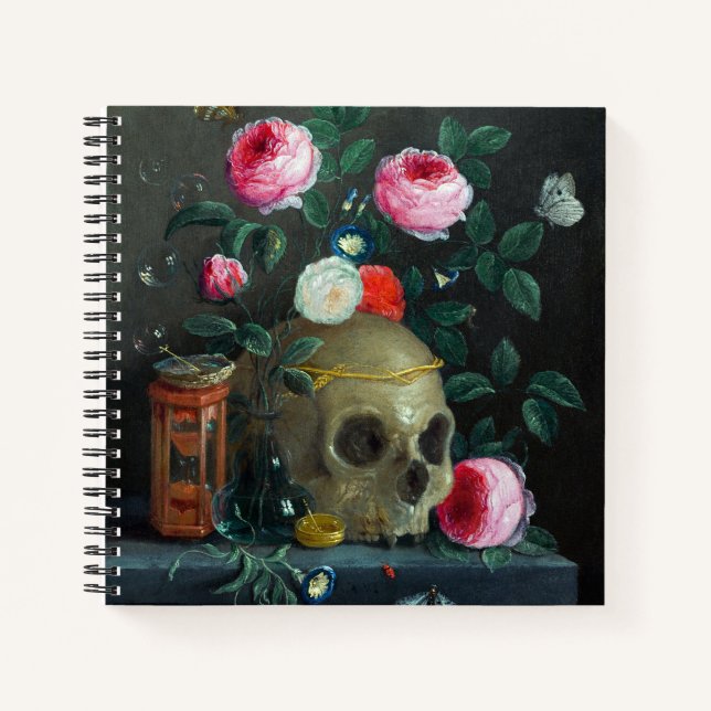 Schädel und Rose Notizbuch (Vorderseite)