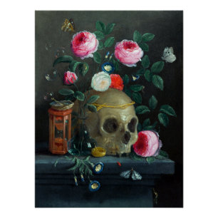 Schädel und Rose Poster