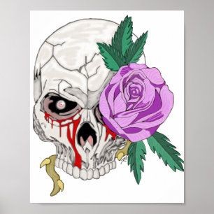 Schädel und Rose Poster