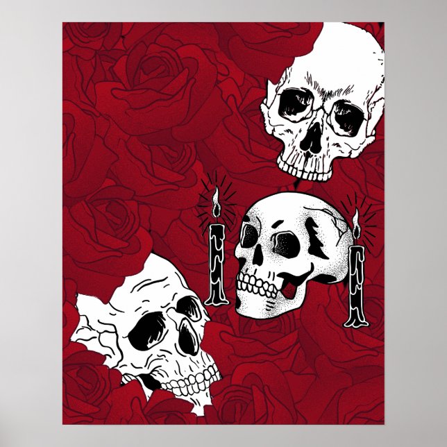 Schädel und Rose Poster (Vorne)