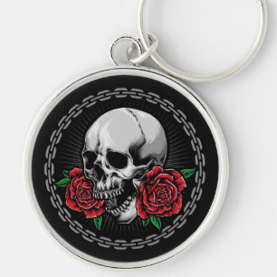 Schädel und Rose Schlüsselanhänger