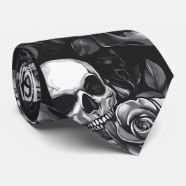 Schädel und Rose Schwarzes Halloween Krawatte