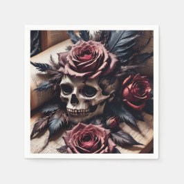 Schädel und Rose Serviette