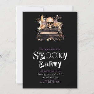 Schädel und Rose Spookes Halloween-Party Einladung