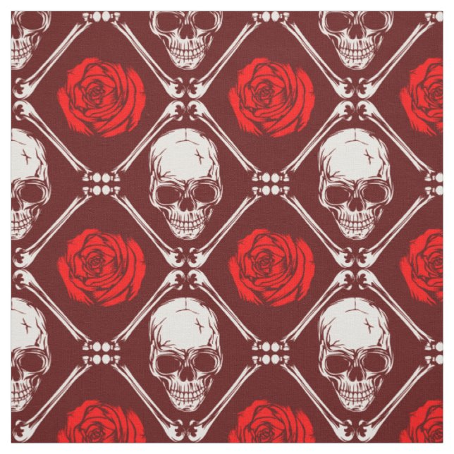 Schädel und Rose Stoff (Muster)