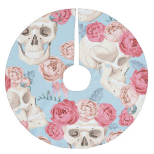 Schädel und Rose Vintages Muster Polyester Weihnachtsbaumdecke