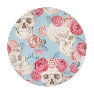 Schädel und Rose Vintages Muster Schneidebrett