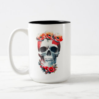 Schädel und Rose Zweifarbige Tasse