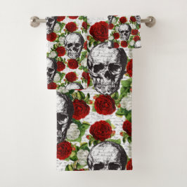 Schädel und Rosen Badhandtuch Set