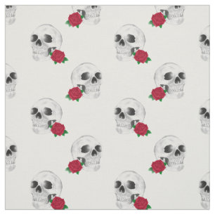 Schädel-und Rosen-Gewebe Stoff