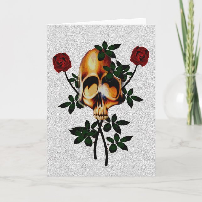 Schädel und Rosen Karte (Vorderseite)