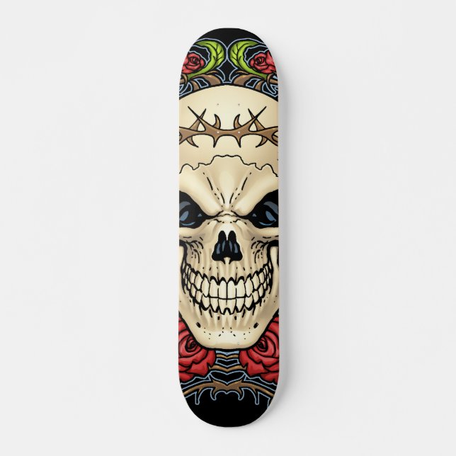 Schädel und Rosen mit Dornenkrone durch Al Rio Skateboard (Vorne)