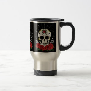 Schädel-und Rosen-Reise-Tasse Reisebecher