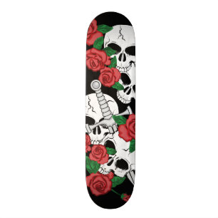 Schädel und Rosen Skateboard