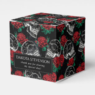 Schädel und Rote Rosen   Moderne Gotik Danke Geschenkschachtel