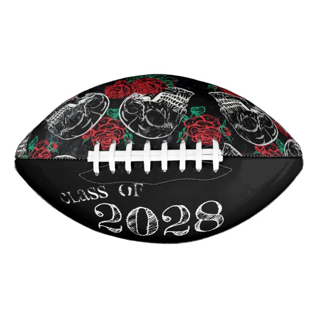 Schädel und Rote Rosen | Moderner Goth Glam Abschl Football (Vorderseite)