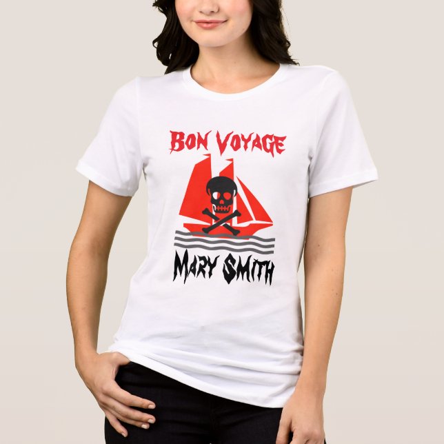 Schädel und Schiff Tri-Blend Shirt (Vorderseite)
