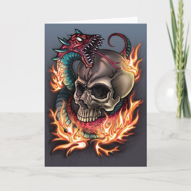 Schädel und Schlange Tattoo Karte (Vorderseite)